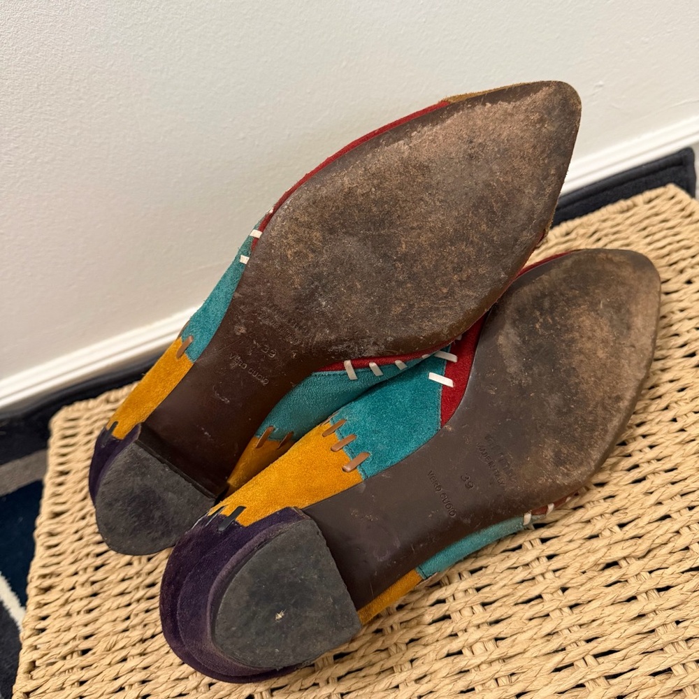 Miu Miu Vintage Y2K Patchwork Multicolour Suede Pointed-Toe Pumps 39/8.5 - Picture 8 of 9